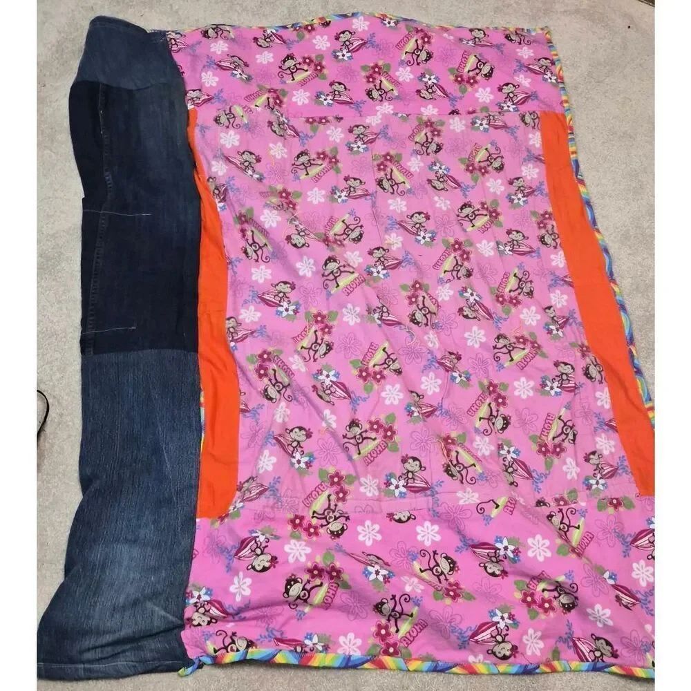 Denim patchwork quilted throw - Picture 4 of 5